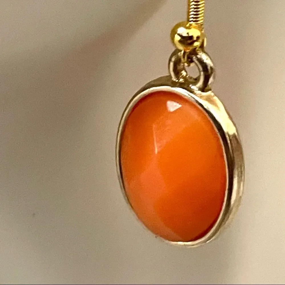 Gold tone orange drop earrings gold tone